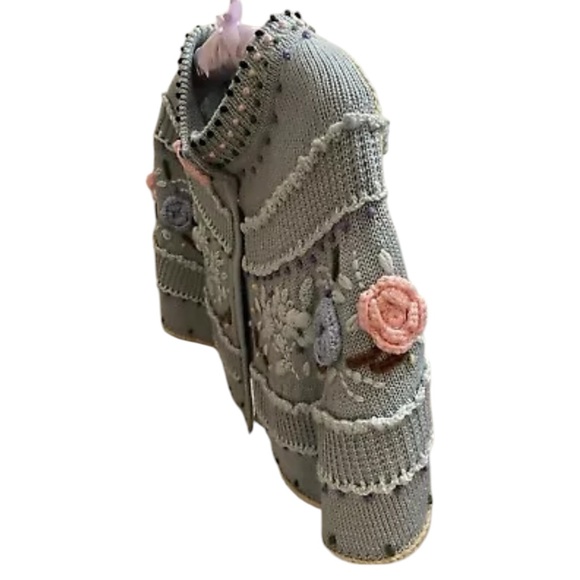 Vintage Lord and Taylor Wool Blend Knit Poncho Cape Shawl Capelet Cottage Granny - Picture 5 of 16